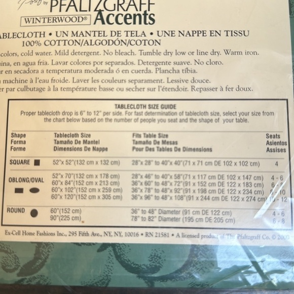 ❤️ 🆕 PORTFOLIO FABRIC TABLECLOTH WINTERWOOD DESIGN 52” x 70” - Picture 5 of 6